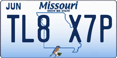 MO license plate TL8X7P