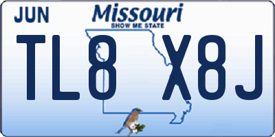 MO license plate TL8X8J
