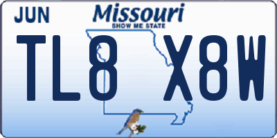 MO license plate TL8X8W