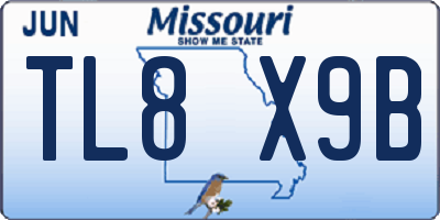 MO license plate TL8X9B