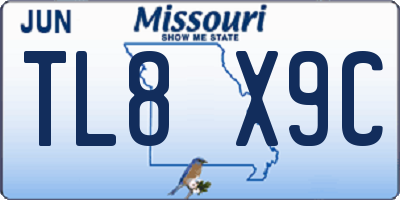MO license plate TL8X9C