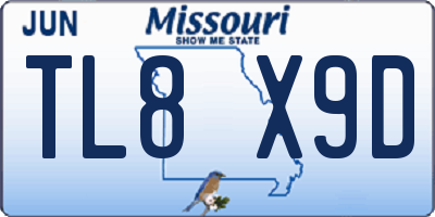 MO license plate TL8X9D