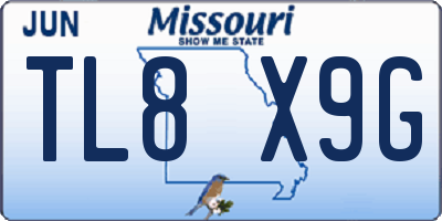 MO license plate TL8X9G