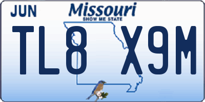 MO license plate TL8X9M