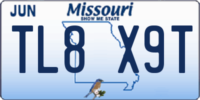 MO license plate TL8X9T