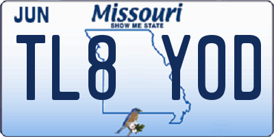 MO license plate TL8Y0D