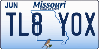 MO license plate TL8Y0X