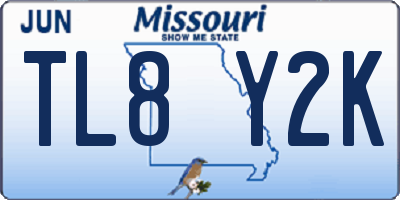 MO license plate TL8Y2K