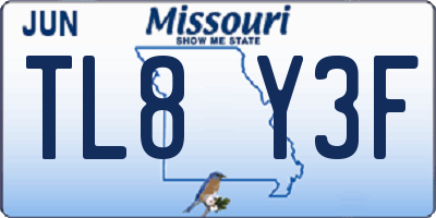 MO license plate TL8Y3F