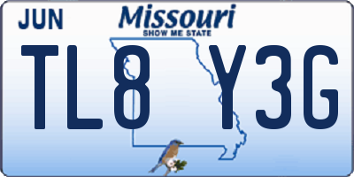 MO license plate TL8Y3G