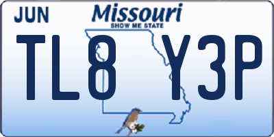MO license plate TL8Y3P
