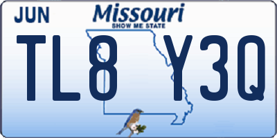 MO license plate TL8Y3Q