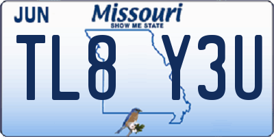MO license plate TL8Y3U