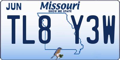 MO license plate TL8Y3W