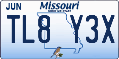MO license plate TL8Y3X