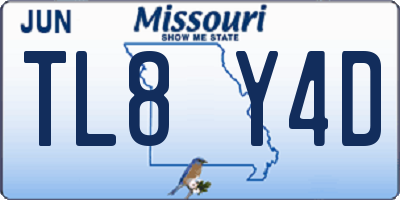 MO license plate TL8Y4D