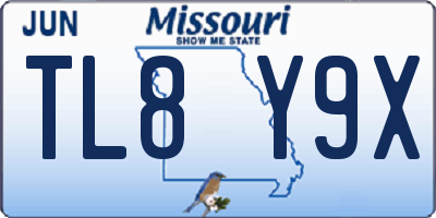 MO license plate TL8Y9X