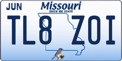 MO license plate TL8Z0I