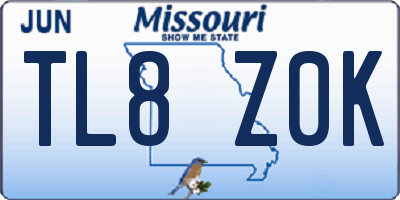 MO license plate TL8Z0K