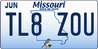 MO license plate TL8Z0U
