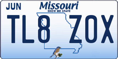 MO license plate TL8Z0X