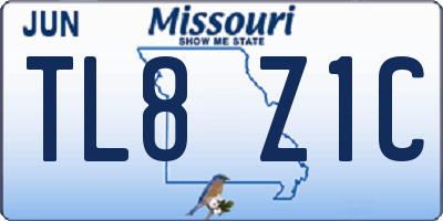 MO license plate TL8Z1C