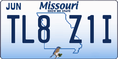 MO license plate TL8Z1I