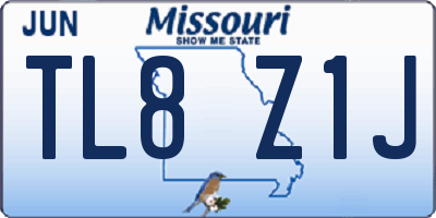 MO license plate TL8Z1J
