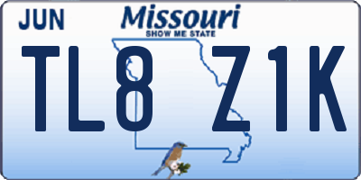 MO license plate TL8Z1K