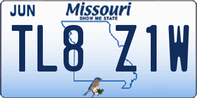 MO license plate TL8Z1W