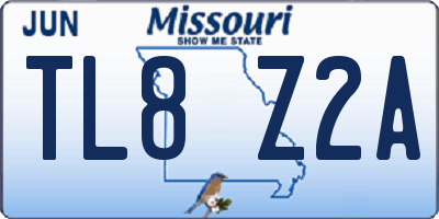MO license plate TL8Z2A