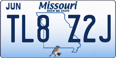 MO license plate TL8Z2J