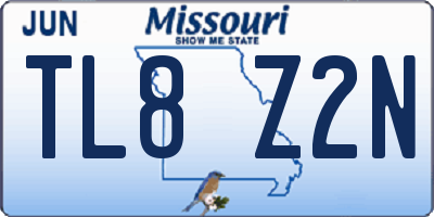 MO license plate TL8Z2N