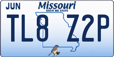 MO license plate TL8Z2P