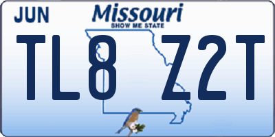 MO license plate TL8Z2T