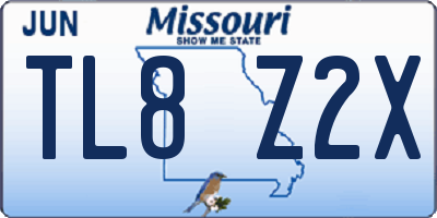 MO license plate TL8Z2X