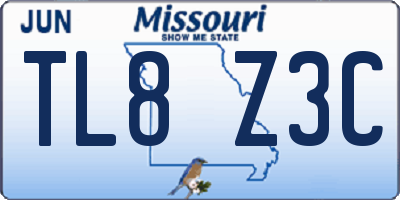 MO license plate TL8Z3C