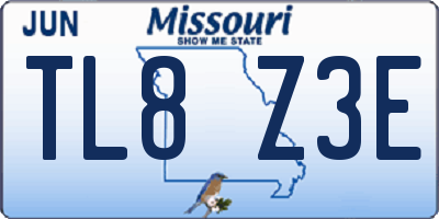 MO license plate TL8Z3E