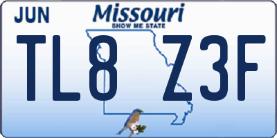 MO license plate TL8Z3F