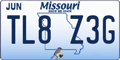 MO license plate TL8Z3G