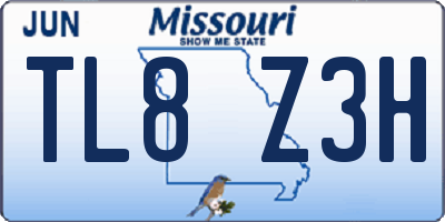 MO license plate TL8Z3H