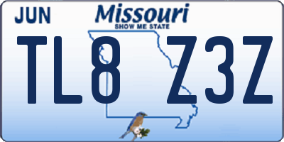 MO license plate TL8Z3Z