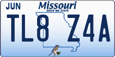 MO license plate TL8Z4A