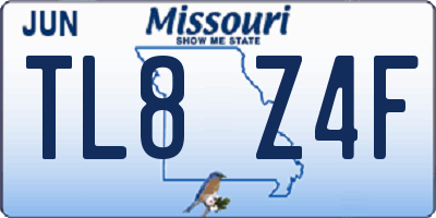 MO license plate TL8Z4F