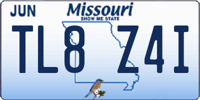 MO license plate TL8Z4I