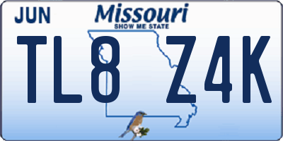 MO license plate TL8Z4K