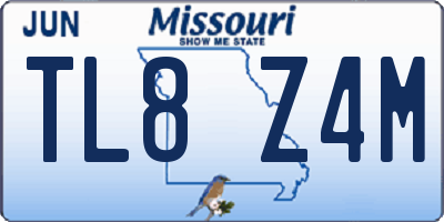 MO license plate TL8Z4M