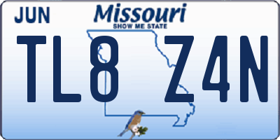 MO license plate TL8Z4N