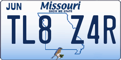MO license plate TL8Z4R