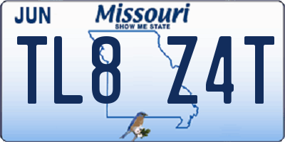 MO license plate TL8Z4T